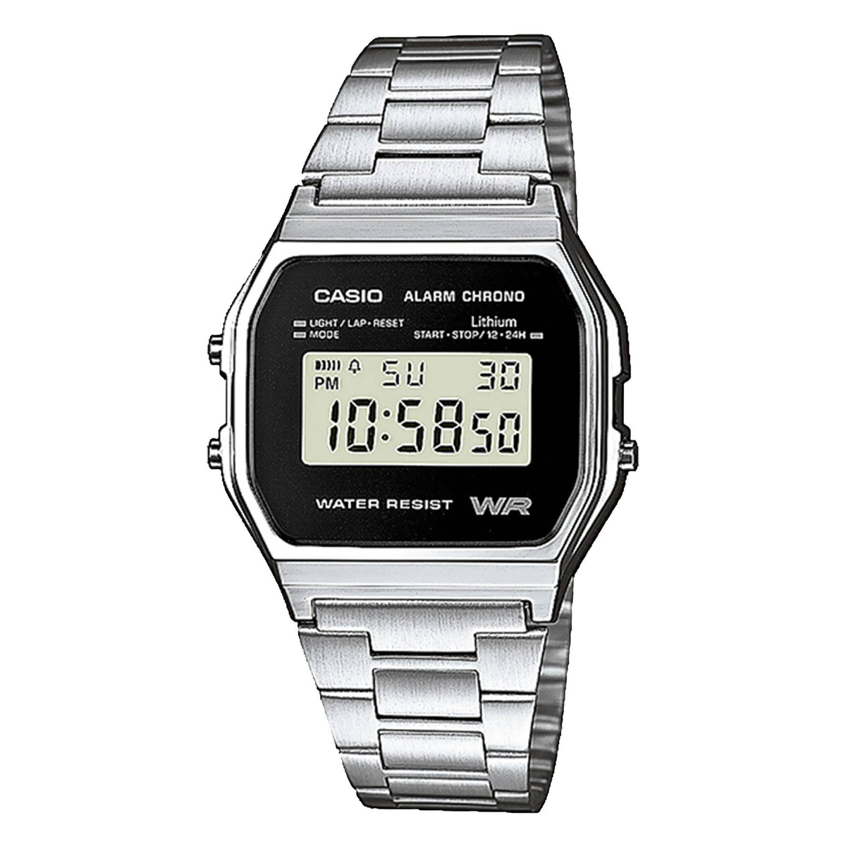 Casio Vintage A158 Argenté A158WEA-1EF – vue de face