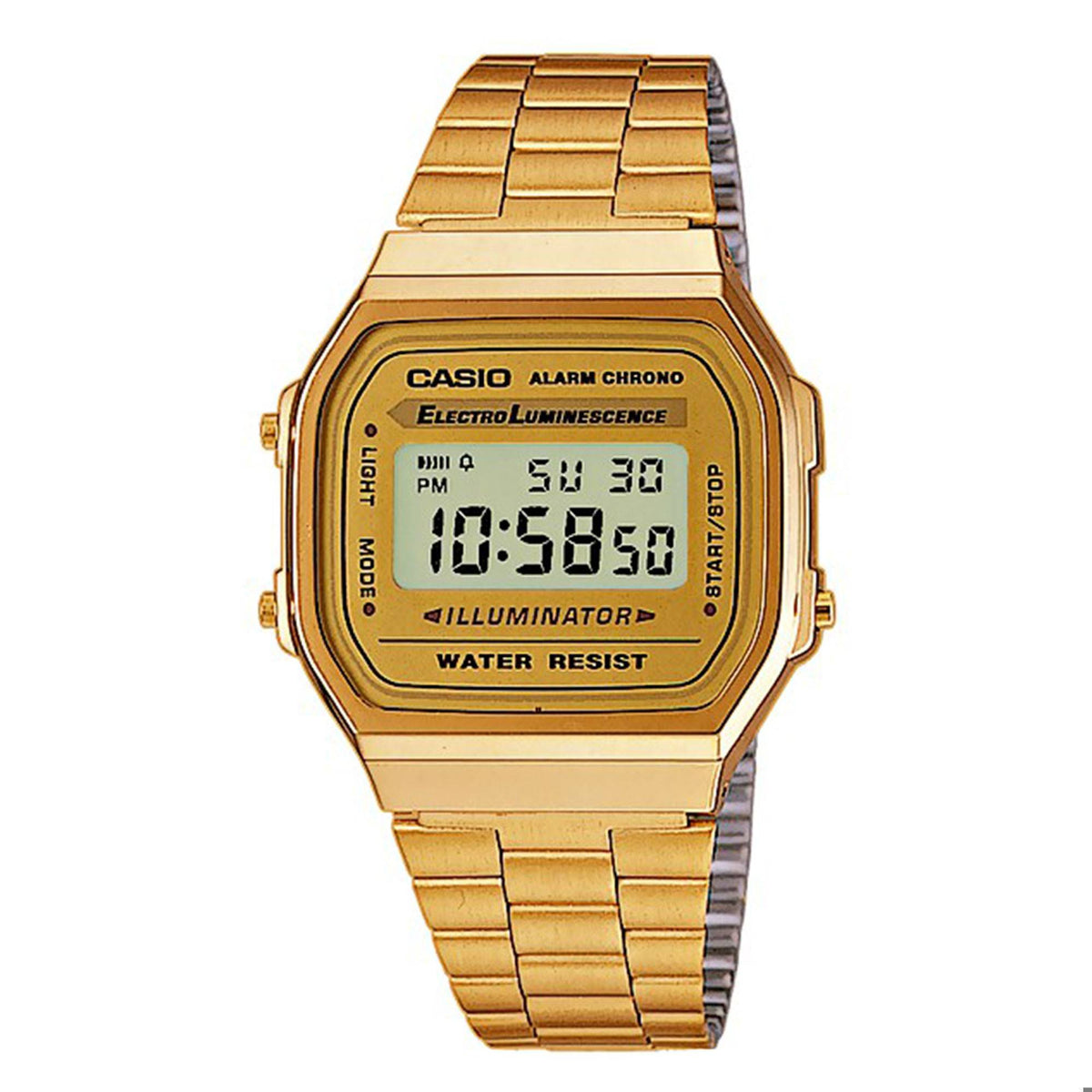 Casio Vintage A168 Doré A168WG-9EF – vue de face