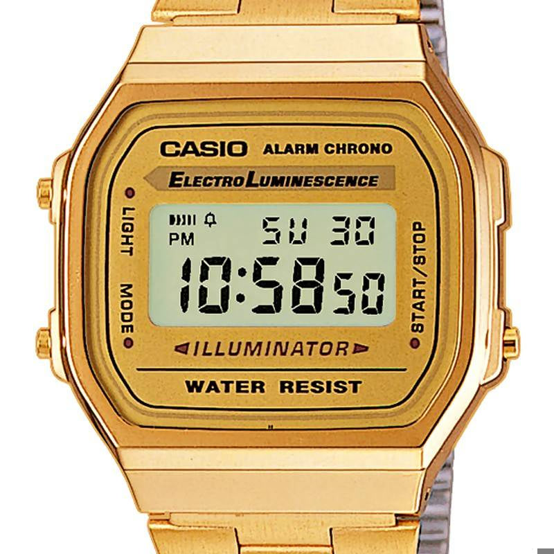 Casio Vintage A168 Doré A168WG-9EF – détail du cadran