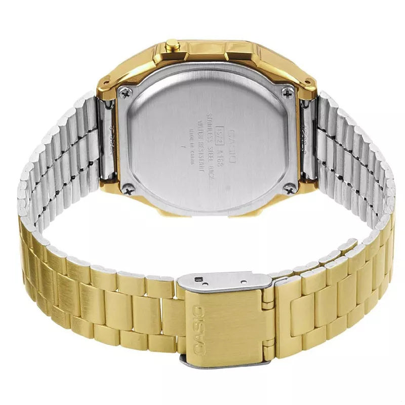 Casio Vintage A168 Doré A168WG-9EF – vue du fond de boîtier