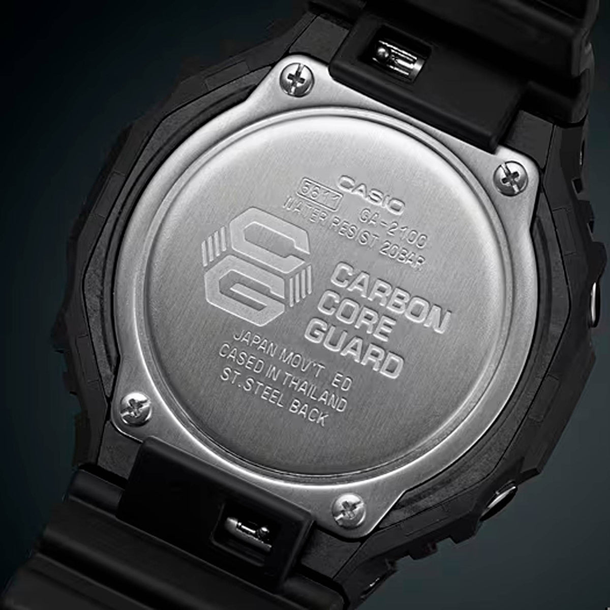 Casio G-Shock GA-2100 Carbon Core GA-2100-1A1ER – vue du fond de boîtier