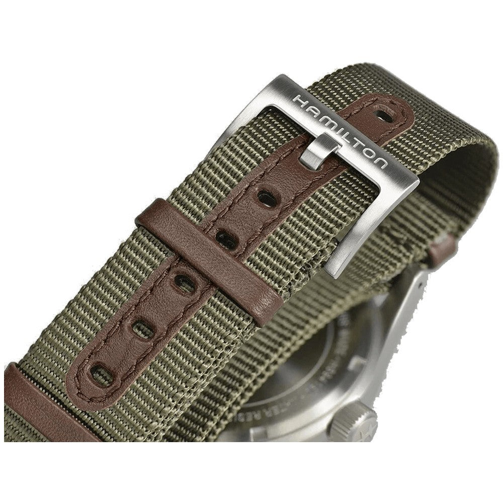 Hamilton Khaki Field Mechanical 38 H69439931 – détail du bracelet et de la boucle