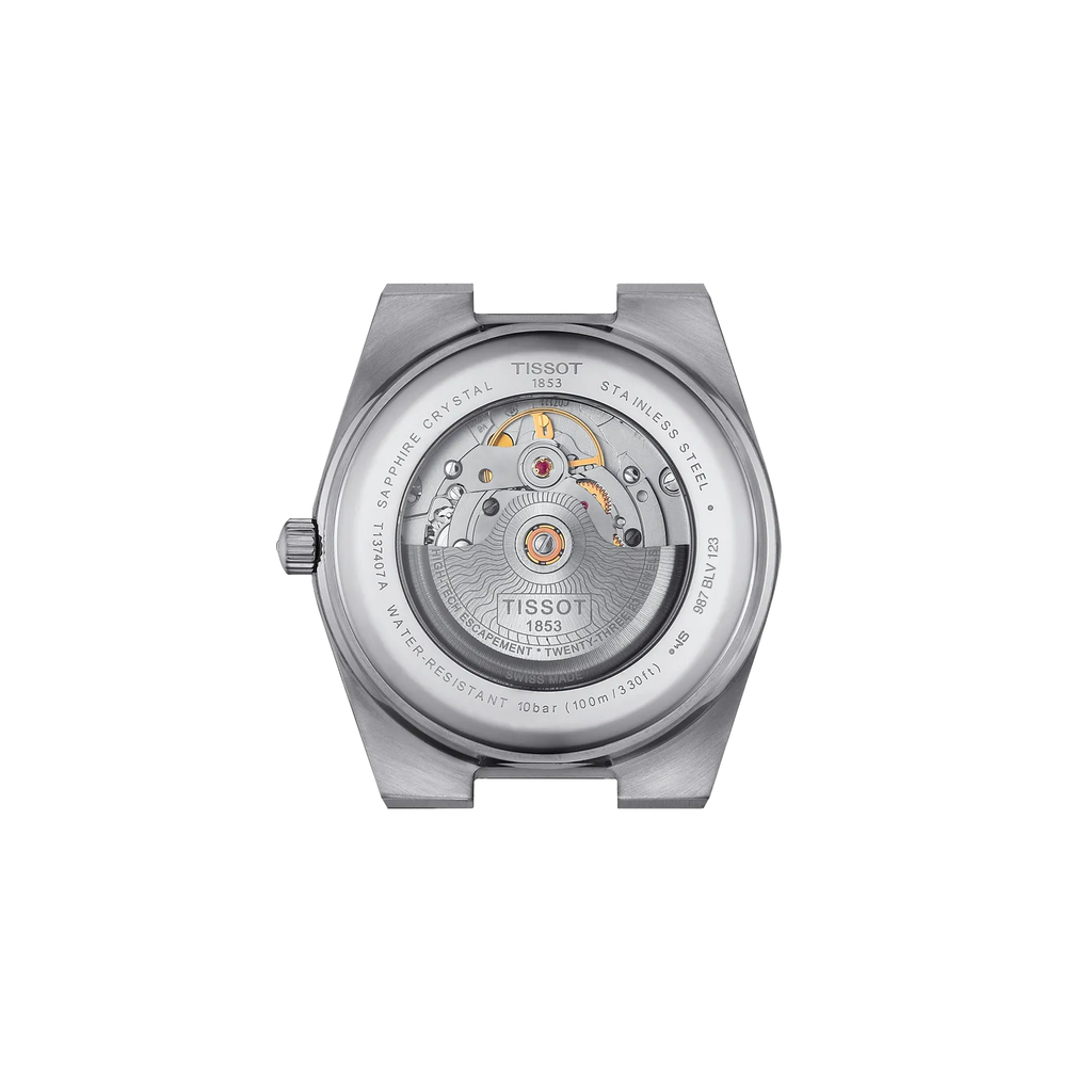Tissot PRX Powermatic 80 Verte T137.407.11.091.00 – vue du fond de boîtier