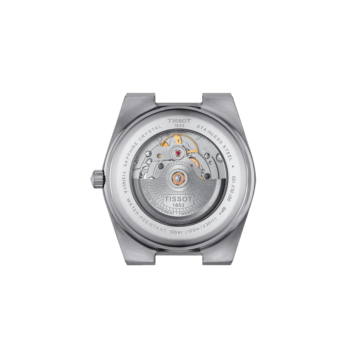 Tissot PRX Powermatic 80 Verte T137.407.11.091.00 – vue du fond de boîtier